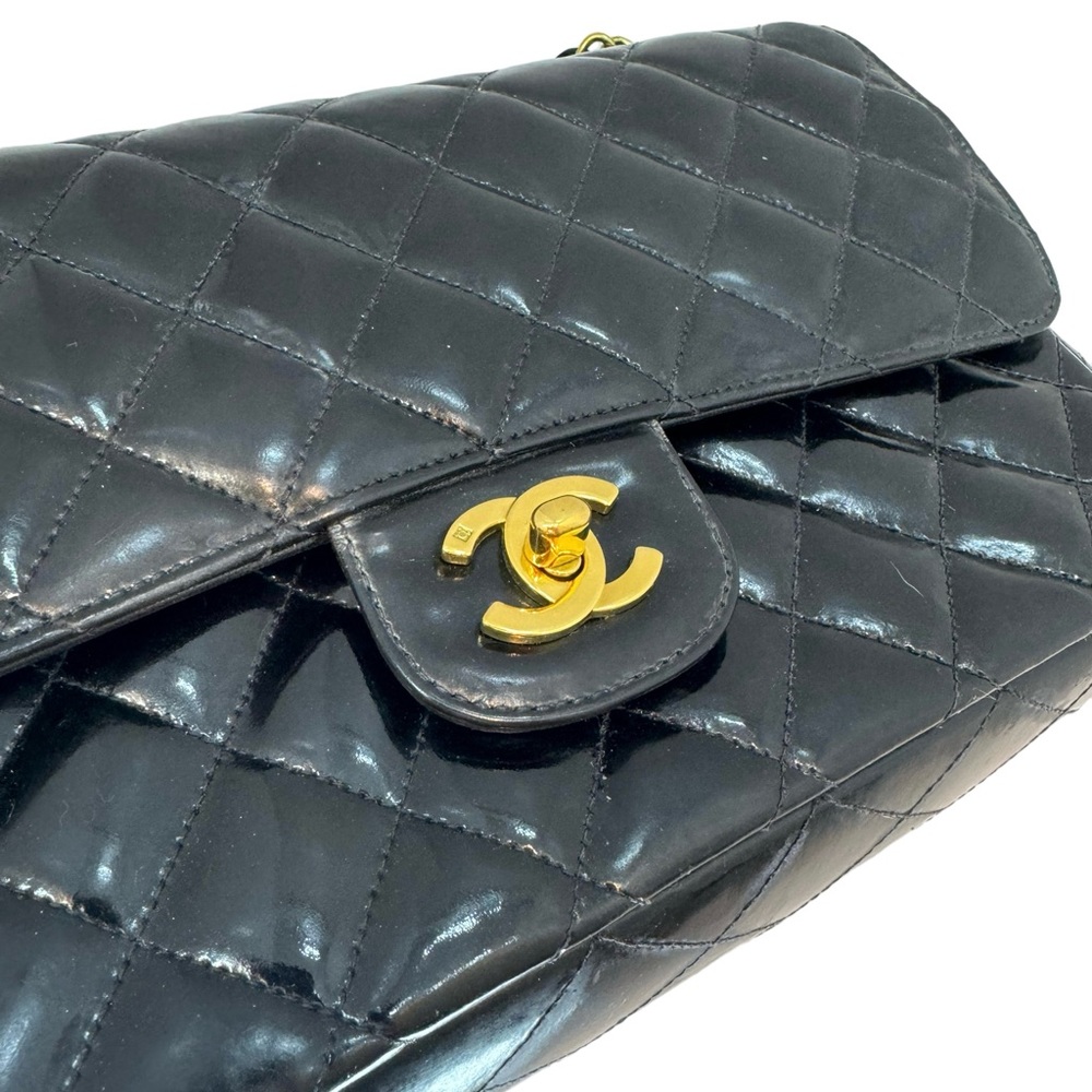 Auth Chanel Vintage Patent Classic Double Flap Bag Fair - Picture 7 of 12